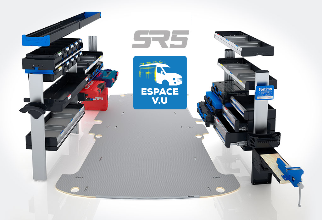 Aménagement de véhicule utilitaire avec le système de rangement "SR5", équipement de fourgon artisan et entreprise par Espace V.U Sarl station Sortimo by Gruau.