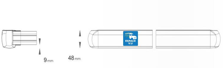 Dimension de la galerie en aluminium anodisé et acier inoxydable sans rebord pour l'aménagement et l'équipement de véhicule utilitaire des artisans et fourgon et fourgonnettes des entreprises par Espace V.U Sarl.