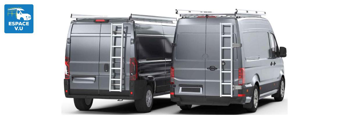 Échelle fixe pour galerie en aluminium pour véhicule utilitaire professionnel par Espace V.U Sarl.
