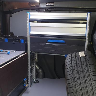 Agencement du Berlingo utilitaire (van) réalisé pour une entreprise de radio télécommunication en Nouvelle-Aquitaine avec un équipement sur mesure Sortimo.